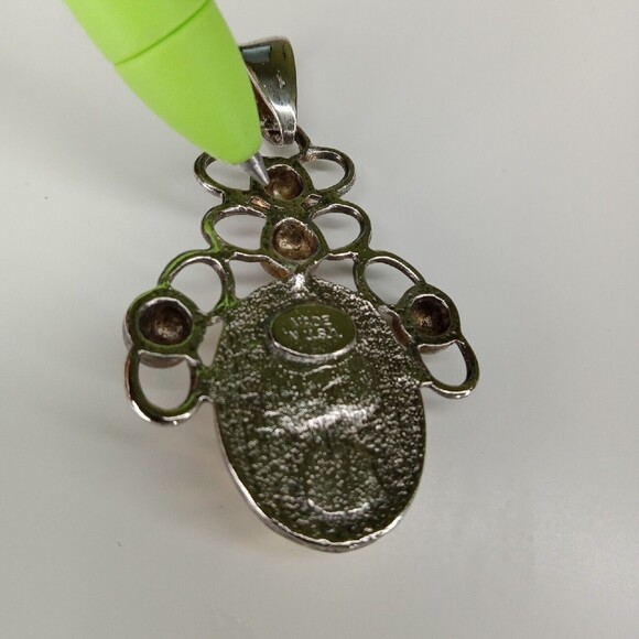 Vintage Large Pendant Only Faux Gold silver tone Costume Jewelry Made in Usa - Picture 6 of 11